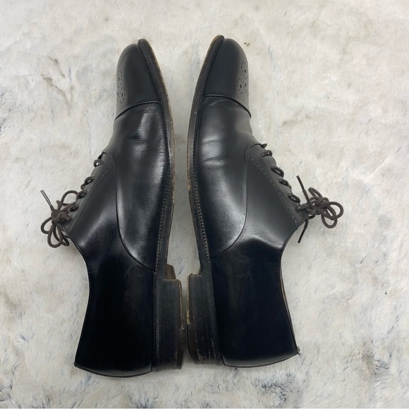 Salvatore Ferragamo Mens Black Leather Cap Toe Dress Shoes SZ 8.5 - Picture 8 of 16